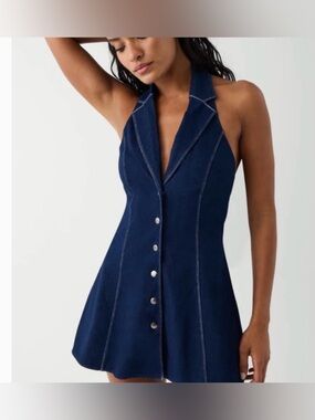 Frankie’s Bikinis Moonlight Denim Halter Dress